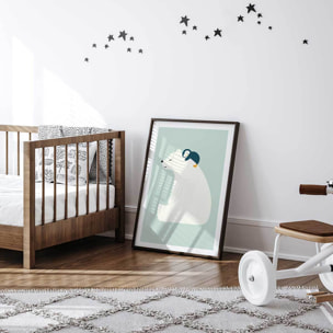 Affiche enfant calin polaire  Affiche sous cadre noir