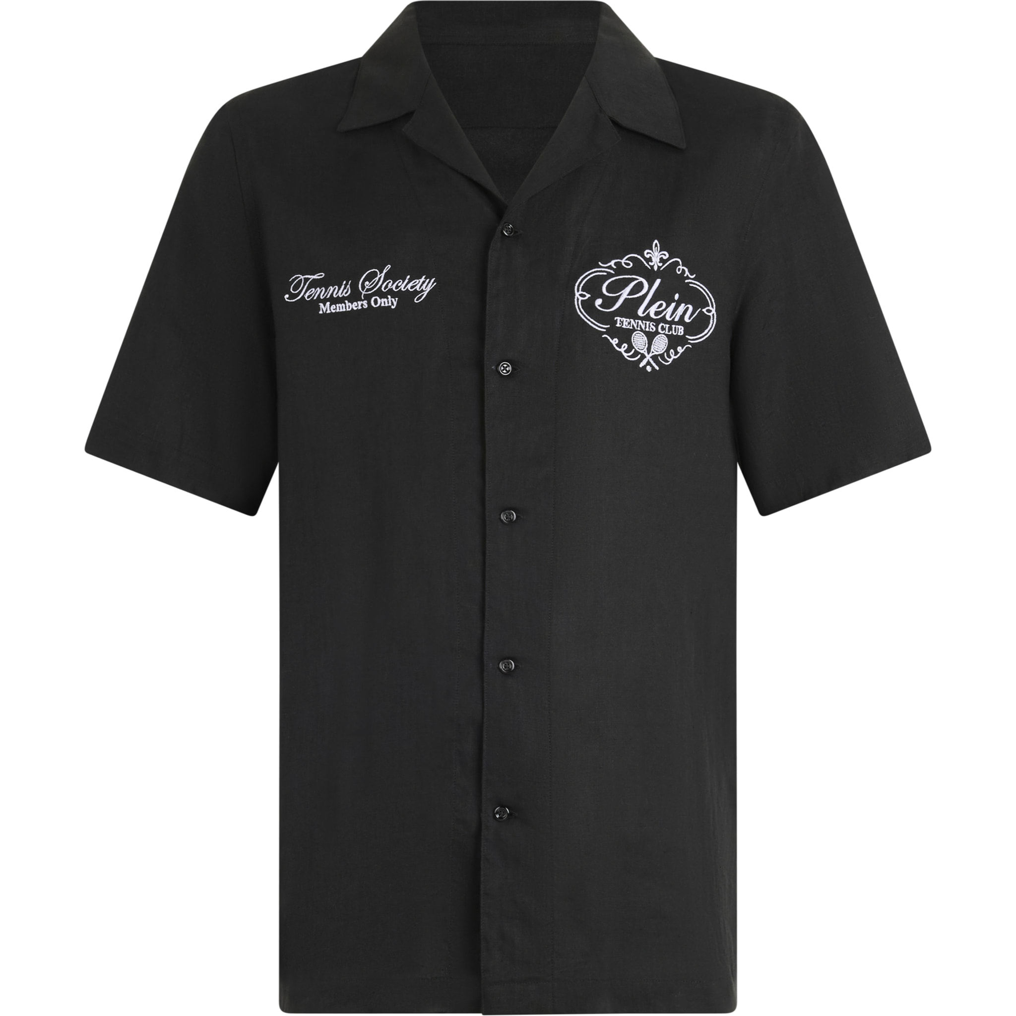 PHILIPP PLEIN Linen Bowling Shirt Tennis Club
