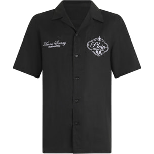 PHILIPP PLEIN Linen Bowling Shirt Tennis Club