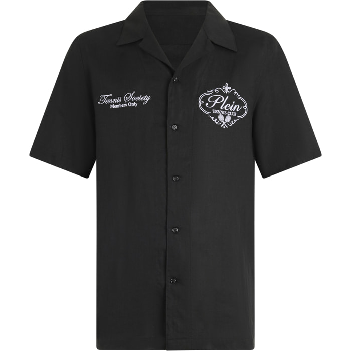PHILIPP PLEIN Linen Bowling Shirt Tennis Club