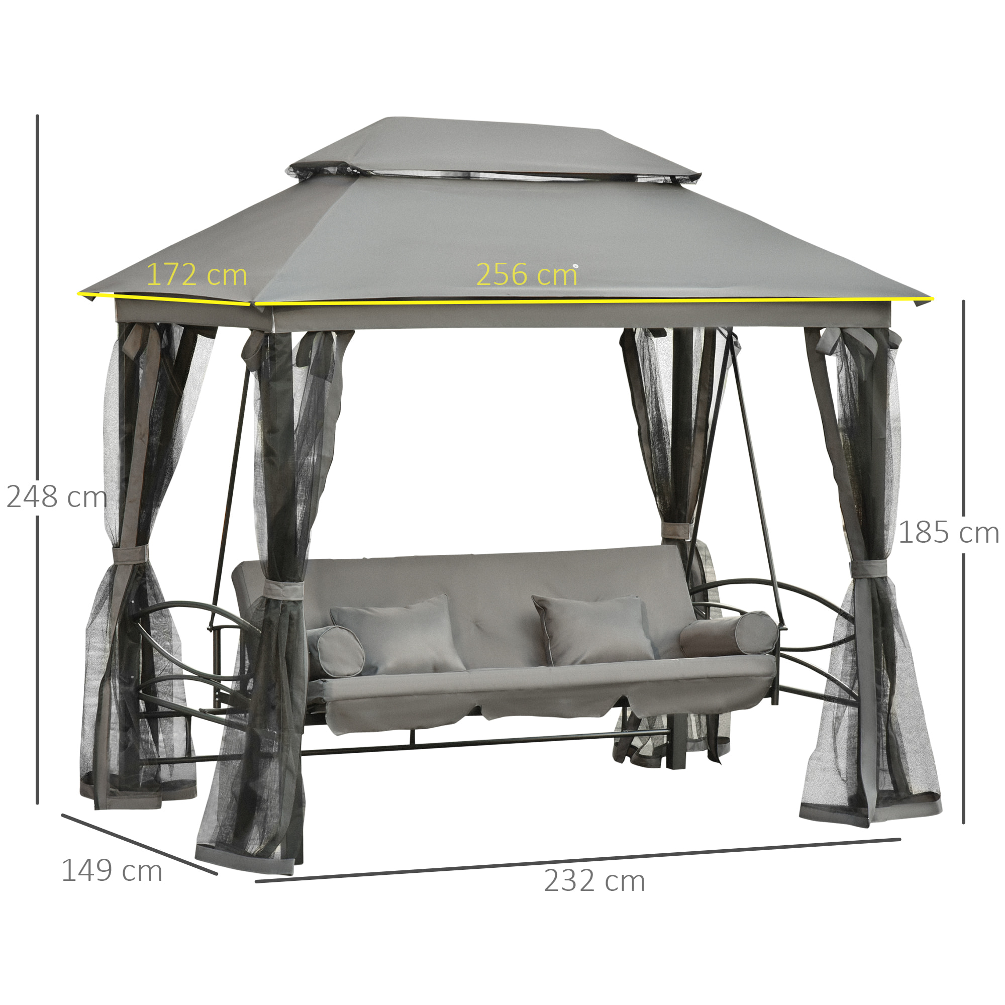 Balancelle de jardin convertible 3 places acier polyester