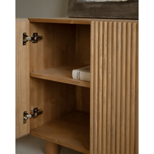 Buffet en bois de sapin et pin en ton chêne moyen 152x42cm Hauteur: 71 Longueur: 152 Largeur: 42