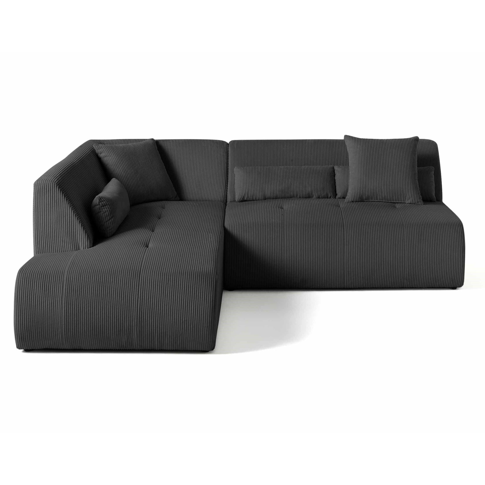 Onyx - canapé modulable d'angle gauche - 5 places - en velours côtelé - Gris foncé