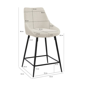 Chaise de bar en tissu avec pieds évasés en métal noir - MONDO