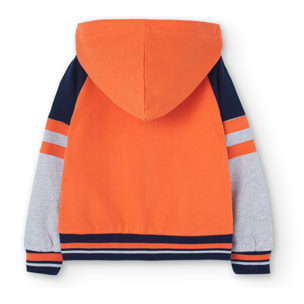 Chaqueta niÃ±o, felpa, estampado, capucha forrada, naranja