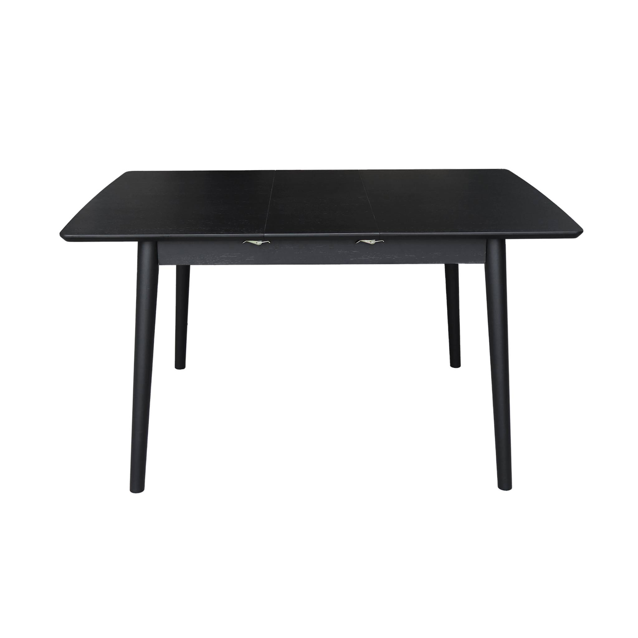 Table à manger rectangulaire extensible bois d'hévéa et placage chêne noir 4-6 places - 110/140 x 100 x 75 cm - Lina