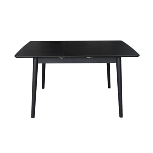 Table à manger rectangulaire extensible bois d'hévéa et placage chêne noir 4-6 places - 110/140 x 100 x 75 cm - Lina