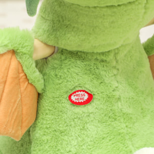 Caballito Balancín para Bebés con Sonido de Dragón, Caballo Balancín de Peluche con Base de Madera, Cinturón de Seguridad, para Niños de 18-36 Meses, Verde