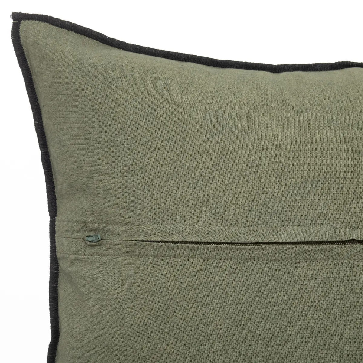 Coussin "Linah" - coton - vert kaki - 45x45 cm