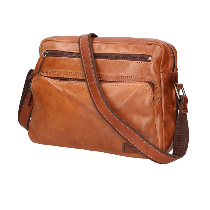 Borsa a tracolla unisex in vera pelle - Modello False - 100% pelle di vacchetta - 31.0 x 23.0 x 11.0 cm