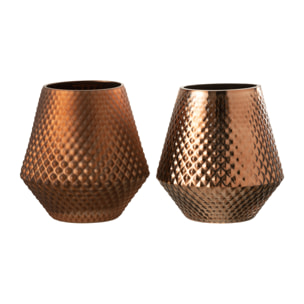 J-Line bougeoir Cari - verre - cuivre - medium - 2 pcs