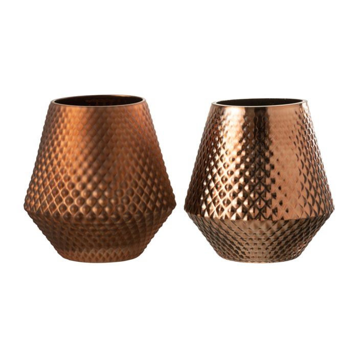 J-Line bougeoir Cari - verre - cuivre - medium - 2 pcs