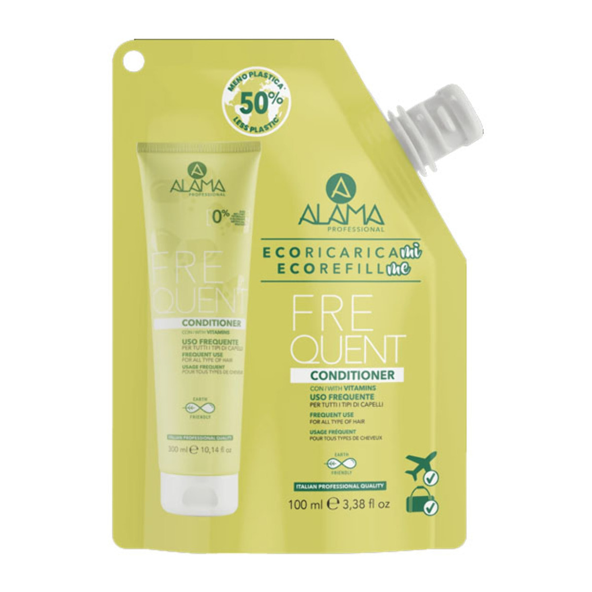 Acondicionador de recarga ecológica ALAMA Professional para uso frecuente, 100 ml.