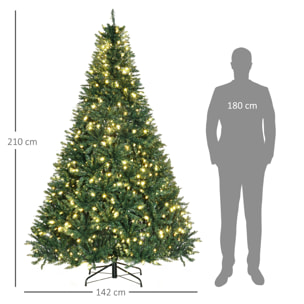 Sapin de Noël artificiel lumineux LED x 700 blanc chaud + support pied Ø 132 x 210H cm 2154 branches vert