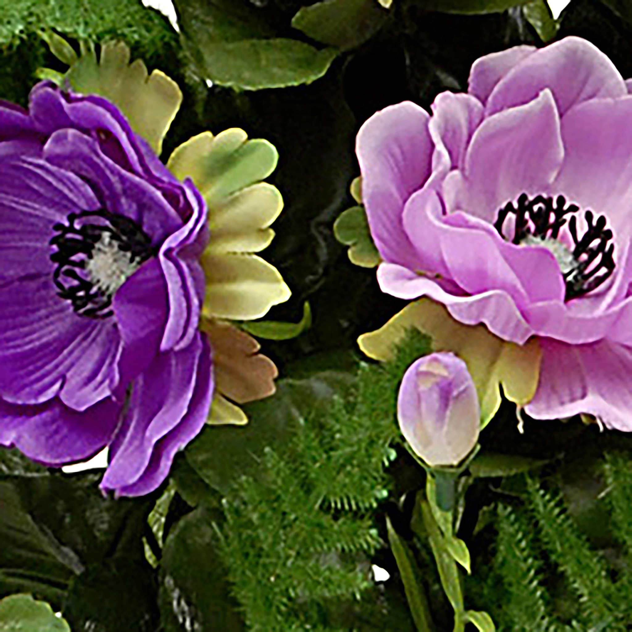 Bouquet Composto Di 14 Fiori Di Anemone. Altezza 46 Cm - Pezzi 3 - 23X46X11cm - Colore: Viola - Bianchi Dino - Fiori Artificiali