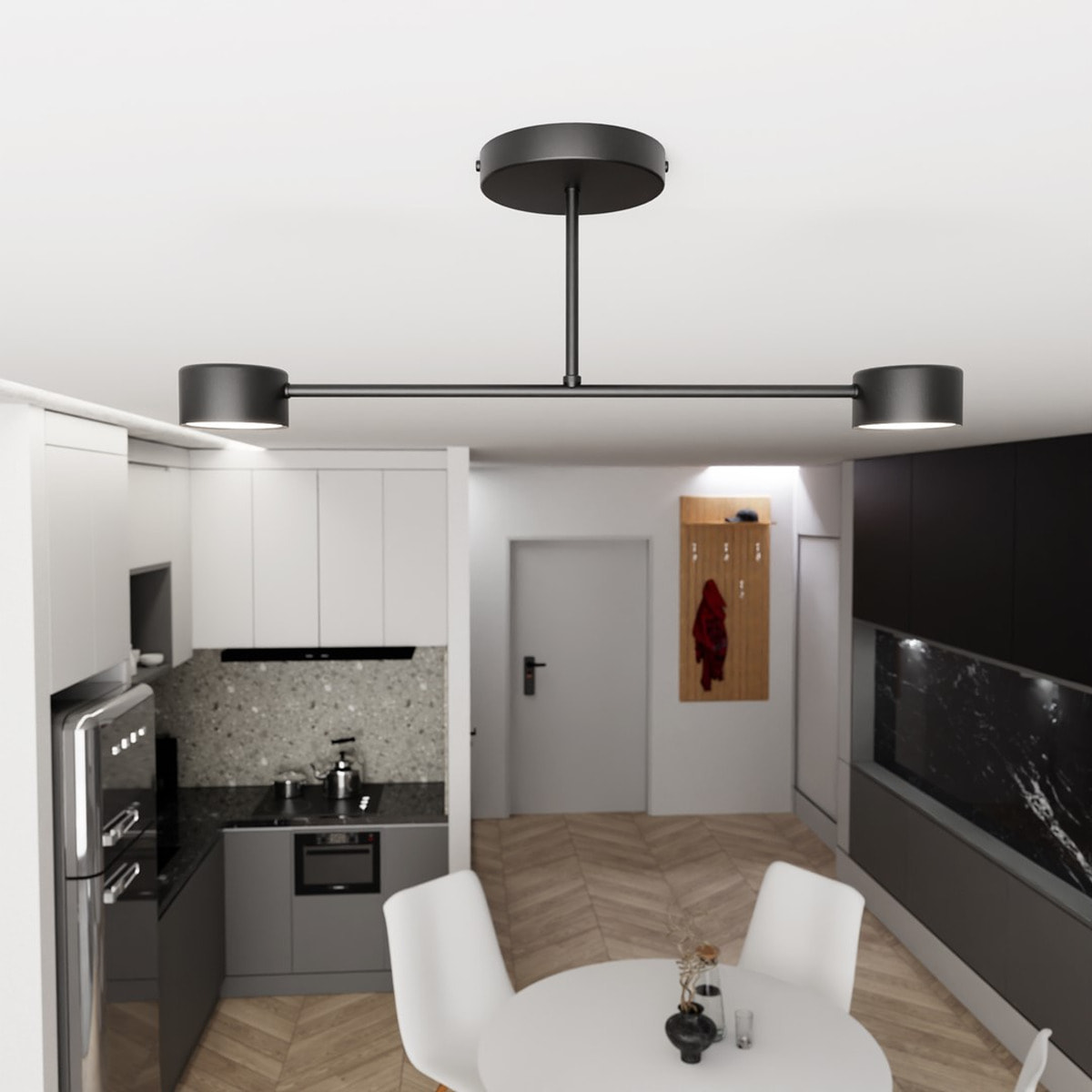 Lampada a sospensione HALO in acciaio nero opaco