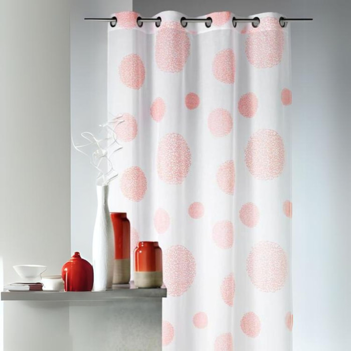 Voilage en Etamine Impression Argent - Orange corail