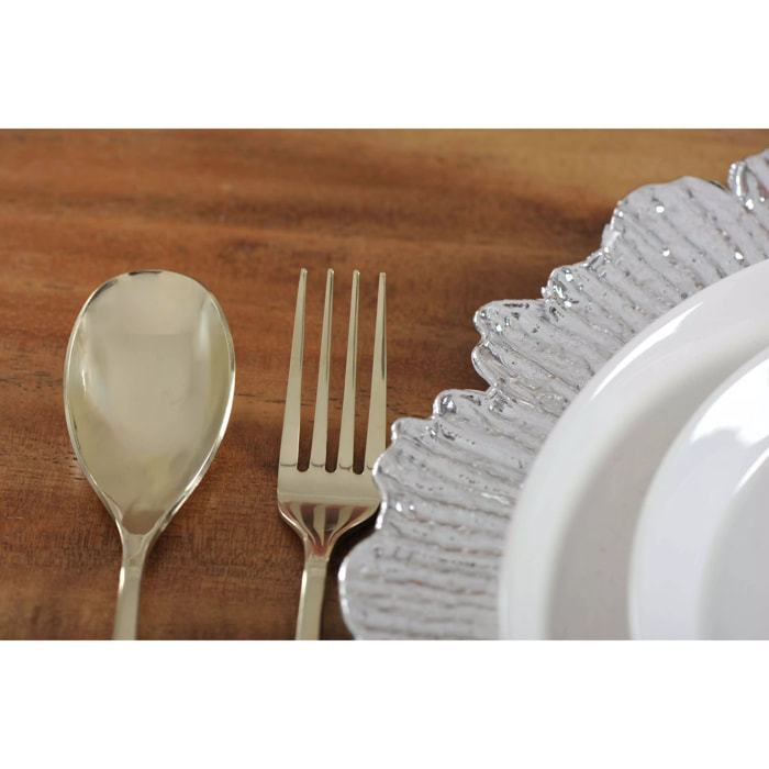Lot de 6 DESSOUS D'ASSIETTE FLOWER ARGENT