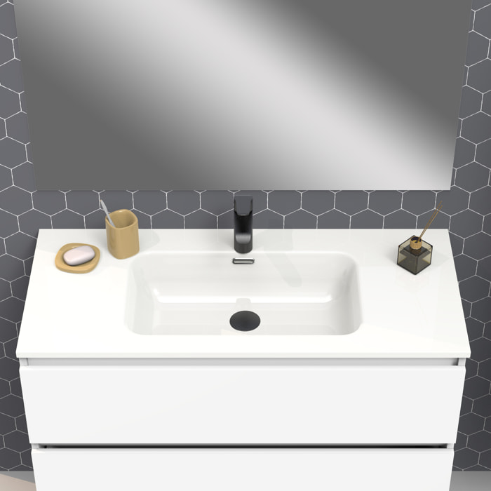 Conjunto de baño IRONA 2C, 100cm, incluye lavabo y espejo