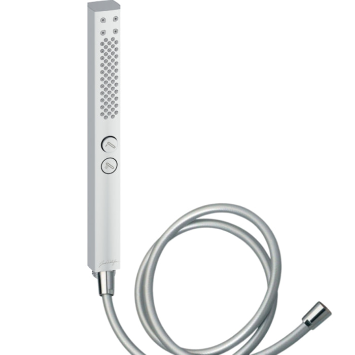 Pommeau de douche Shift+ carré 2 jets chromé + flexible