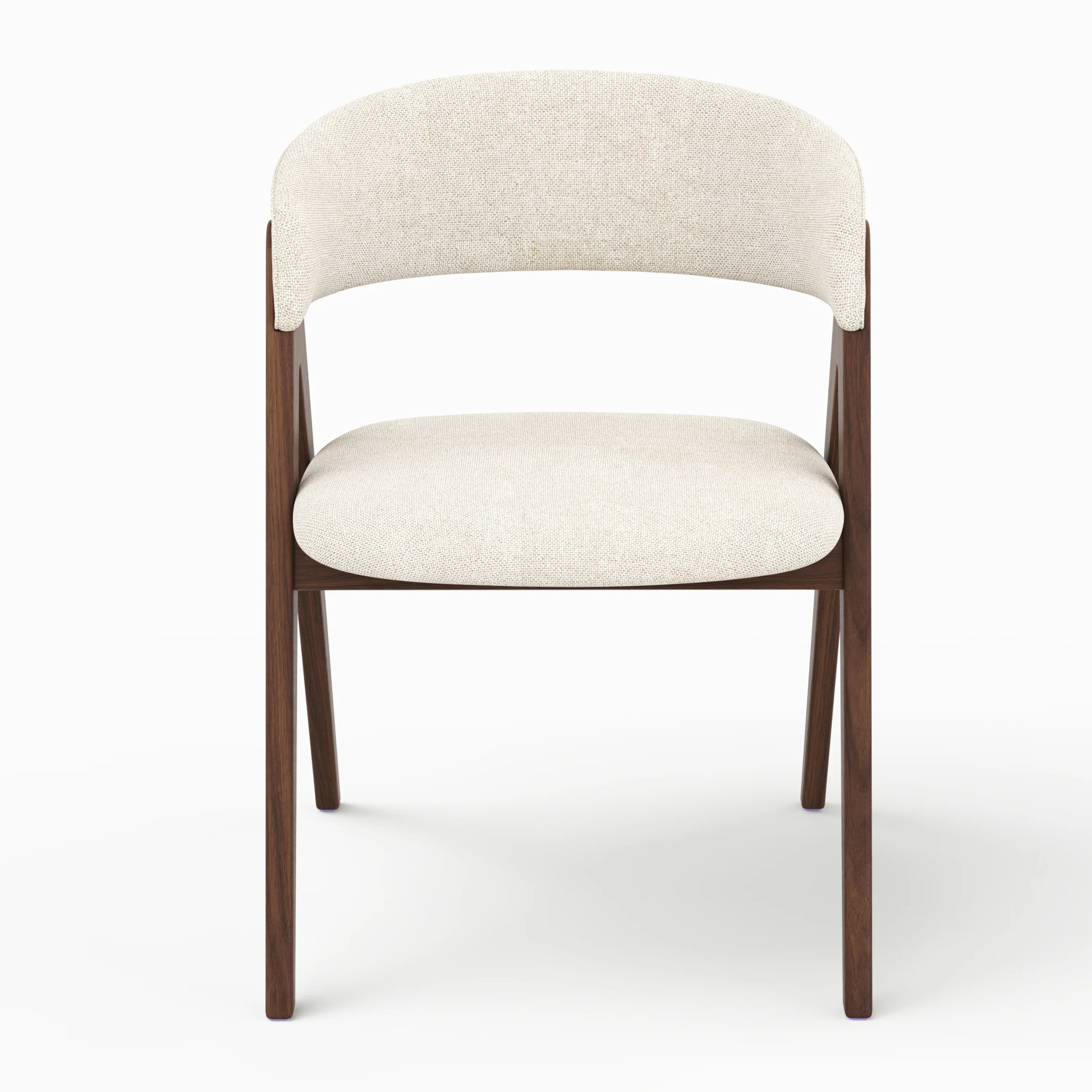 Chaise en bois foncé et tissu beige clair - Isis