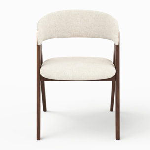 Chaise en bois foncé et tissu beige clair - Isis