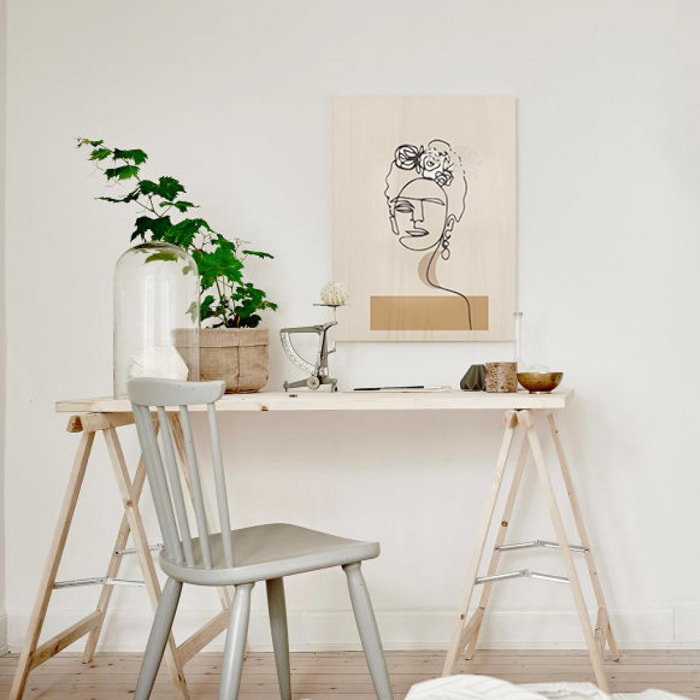 Tableau en bois Frida's Portrait Hauteur: 40 Longueur: 30 Largeur: 1