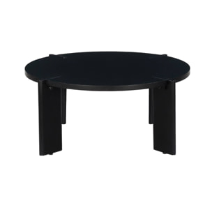 Table basse ronde en bois de manguier massif noir 80 cm - Reva