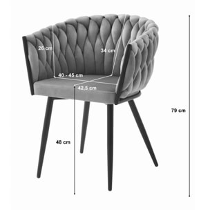 Set di 2 sedie Orion in velluto beige e metallo nero