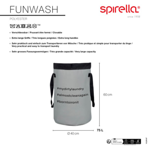 Panier à linge FUNWASH 75L Gris Clair Spirella