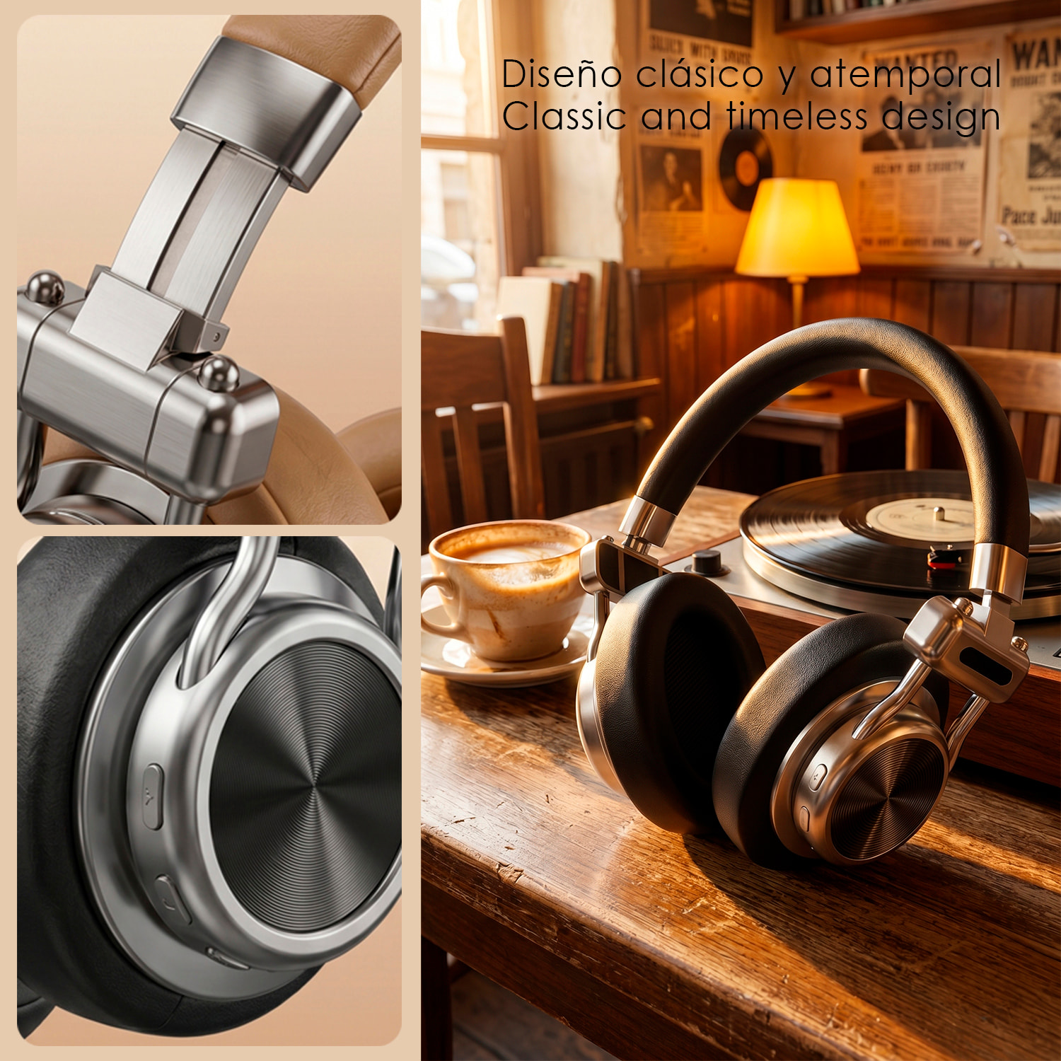 Cascos Bluetooth CR-10ANC, cancelación activa de ruido, batería de larga duración y conexión inalámbrica estable para música y llamadas.