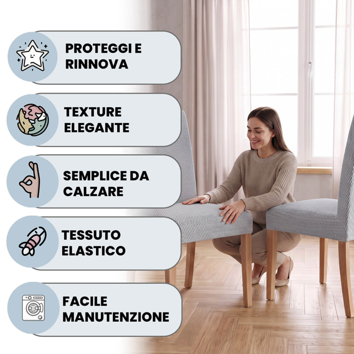 COPPIA VESTISEDIA CON SCHIENALE FASHIONABLE, Microfibra/Cotone/Elastan - GRIGIO CHIARO