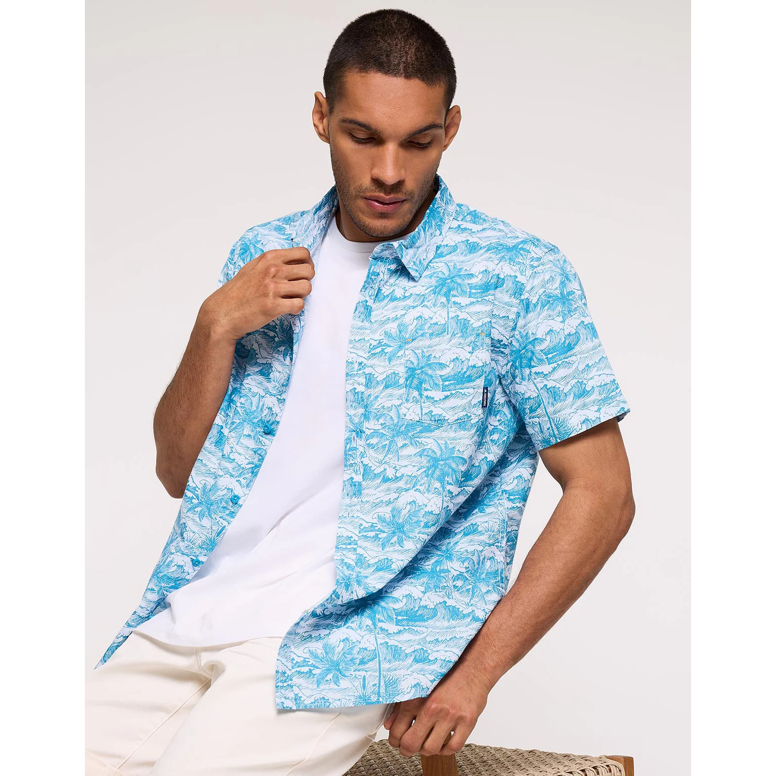 Camisa Manga Corta Azul - Nicoleto