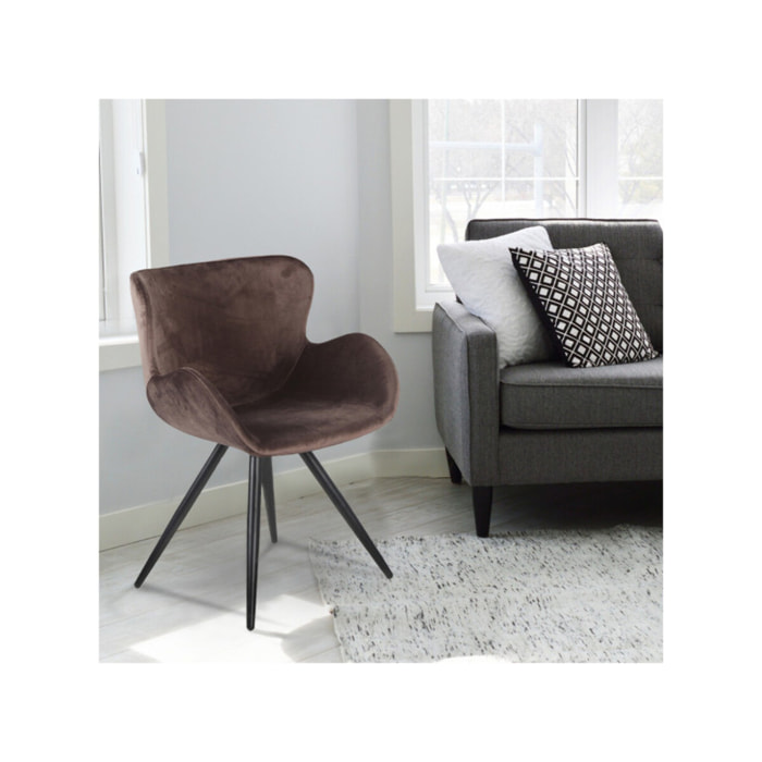 Chaise en velours avec piètement en métal noir - LILOU