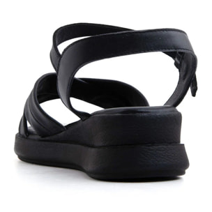 Sandalo platform x-cross in vera pelle - NERO