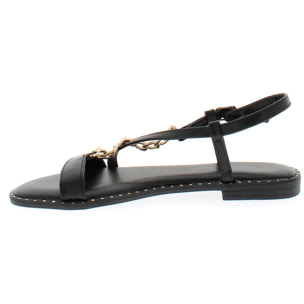 Marina Galanti Scarpe Donna Sandals Ballet Flat with Gold Chain Decoration MG 1P170 Black