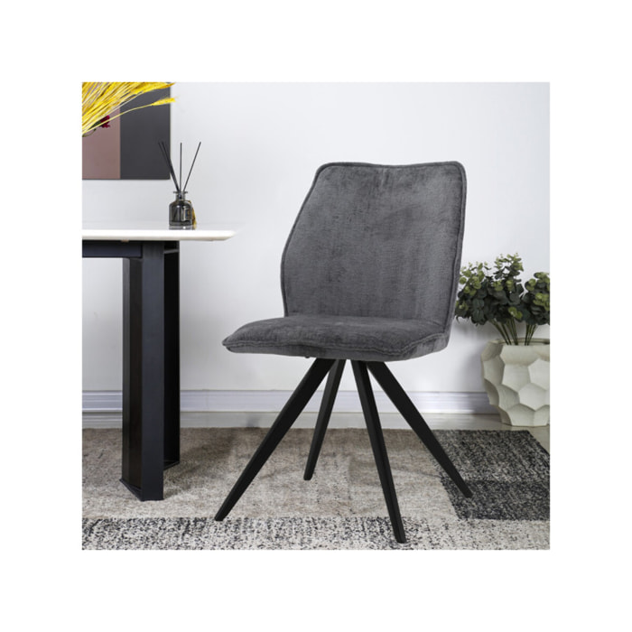 Chaise ergonomique velours et pieds croix métal - 3 coloris - LISBONNE