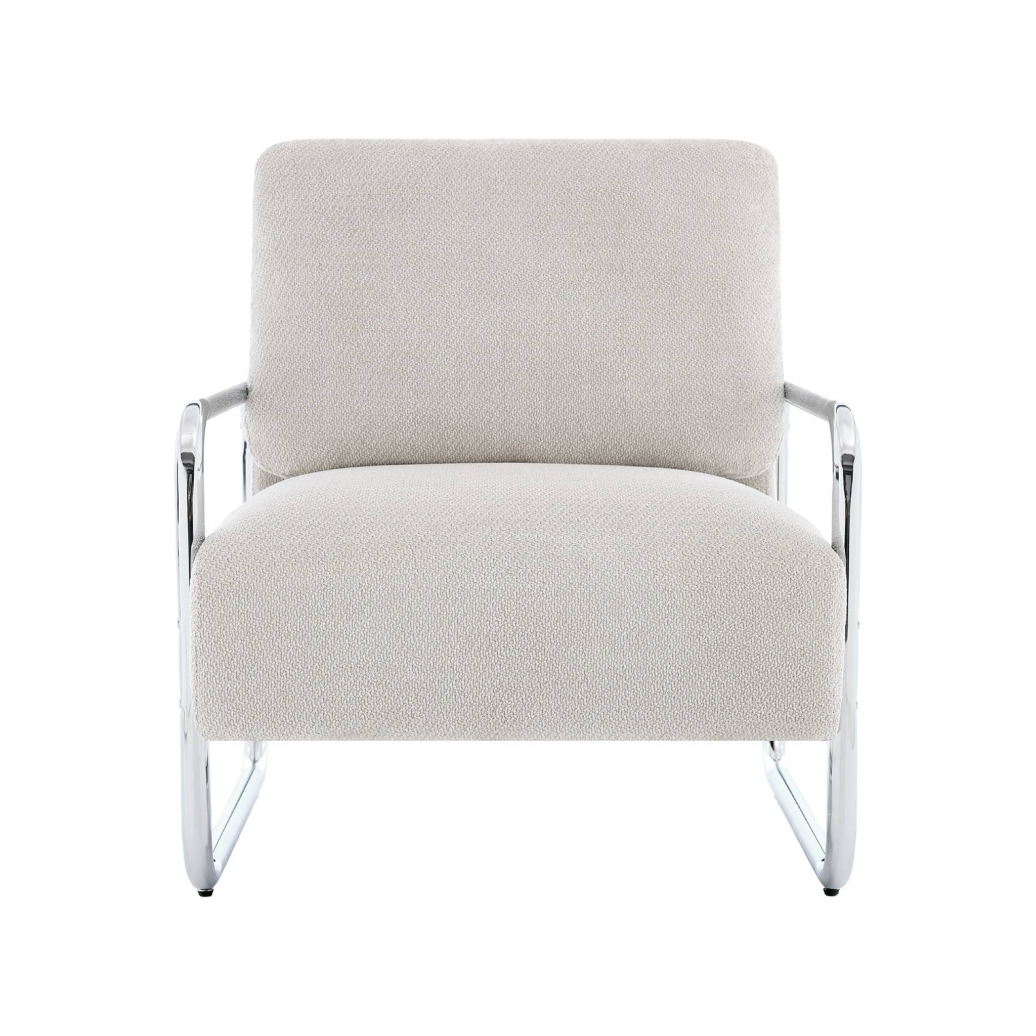 Fauteuil vintage tissu chenille armature chromée JOE
