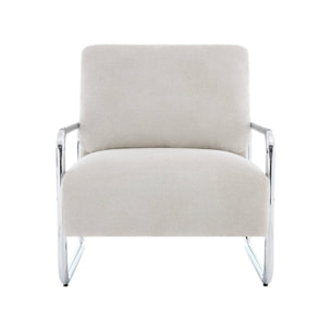 Fauteuil vintage tissu chenille armature chromée JOE