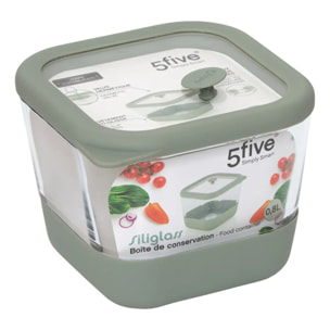 Boîte de conservation Siliglass carré 0,8L gris