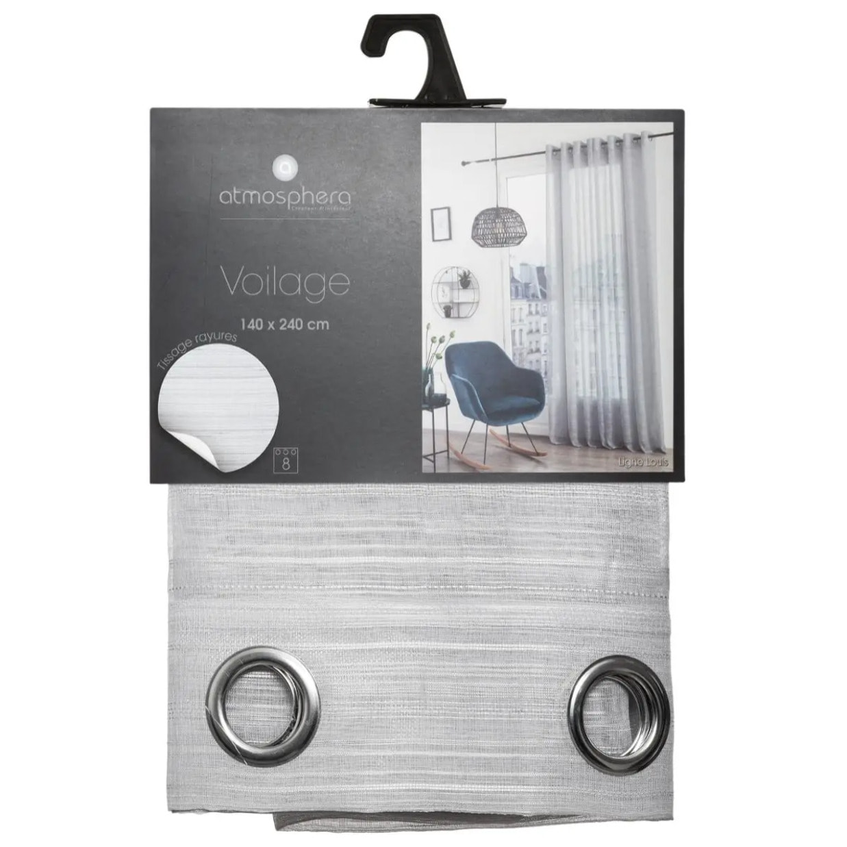 Voilage "Louis" gris 140x240cm