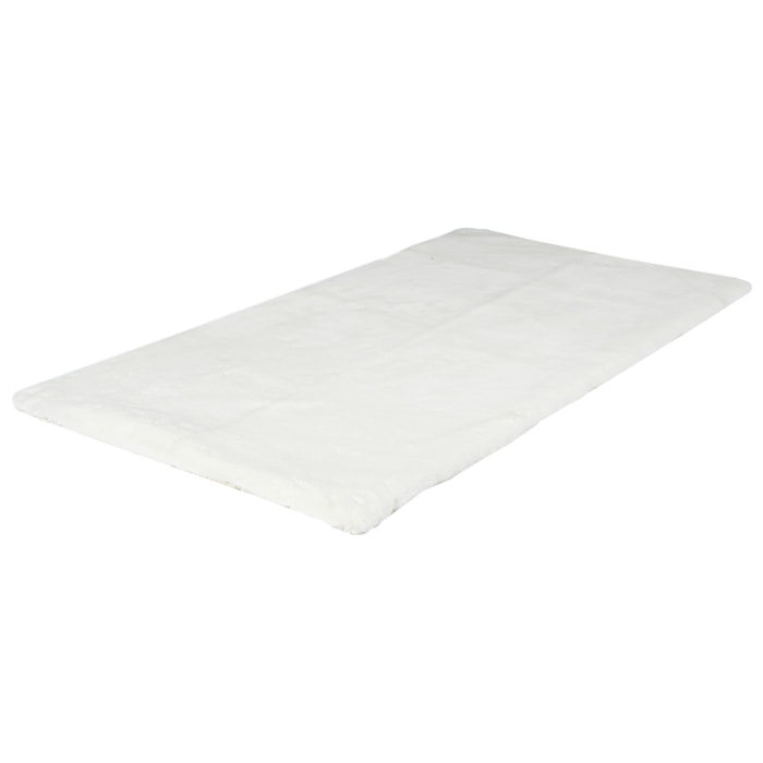 Tapis Imitation Fourrure Fin Ecru 110x60cm
