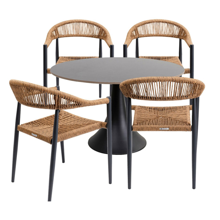 Ensemble de jardin Grande Possibilita table 120cm et 4 chaises nature Kare Design