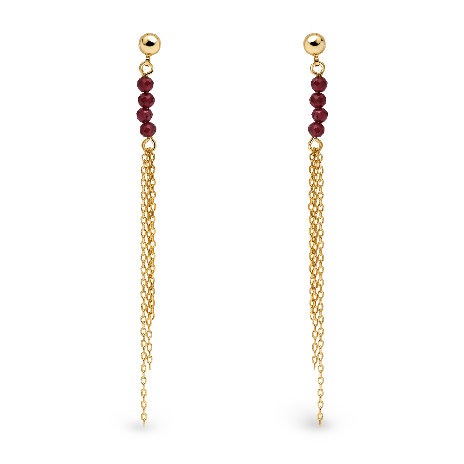 Pendientes Falling Fairy Granate Baño Oro