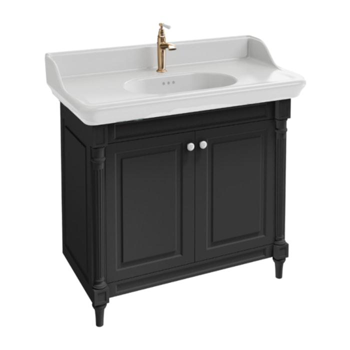 Meuble salle de bain Cléo 1889 plan vasque + mitigeur lavabo or