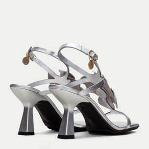 Sandalia Tacon Goya Plata 8 cm