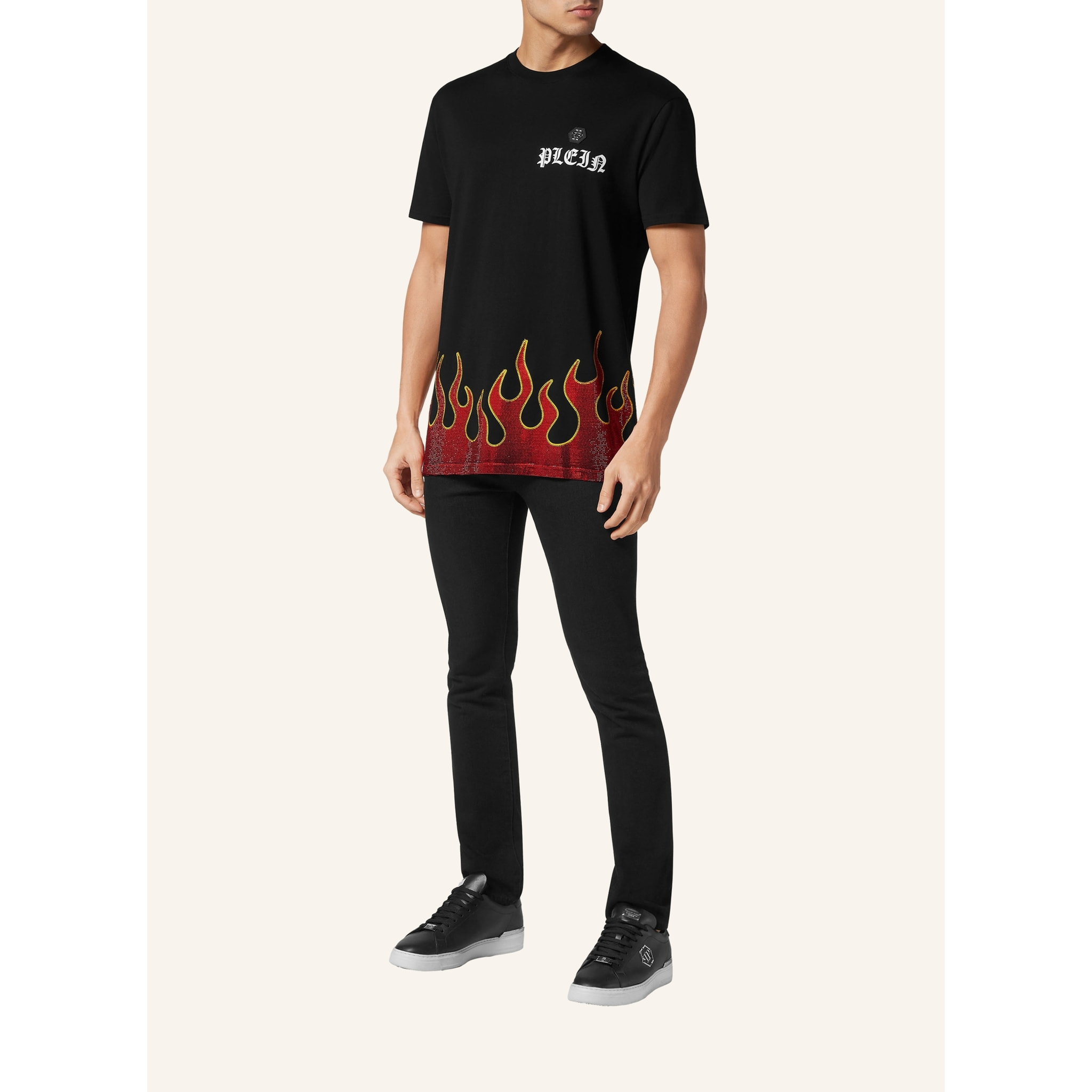 PHILIPP PLEIN Camiseta de cuello redondo y manga corta FLAME