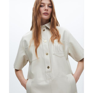 Vestito Mini Dritto Effetto Pelle