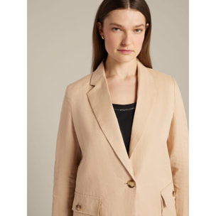 Elena Mirò - Blazer de lino estilo sahariano - Beige