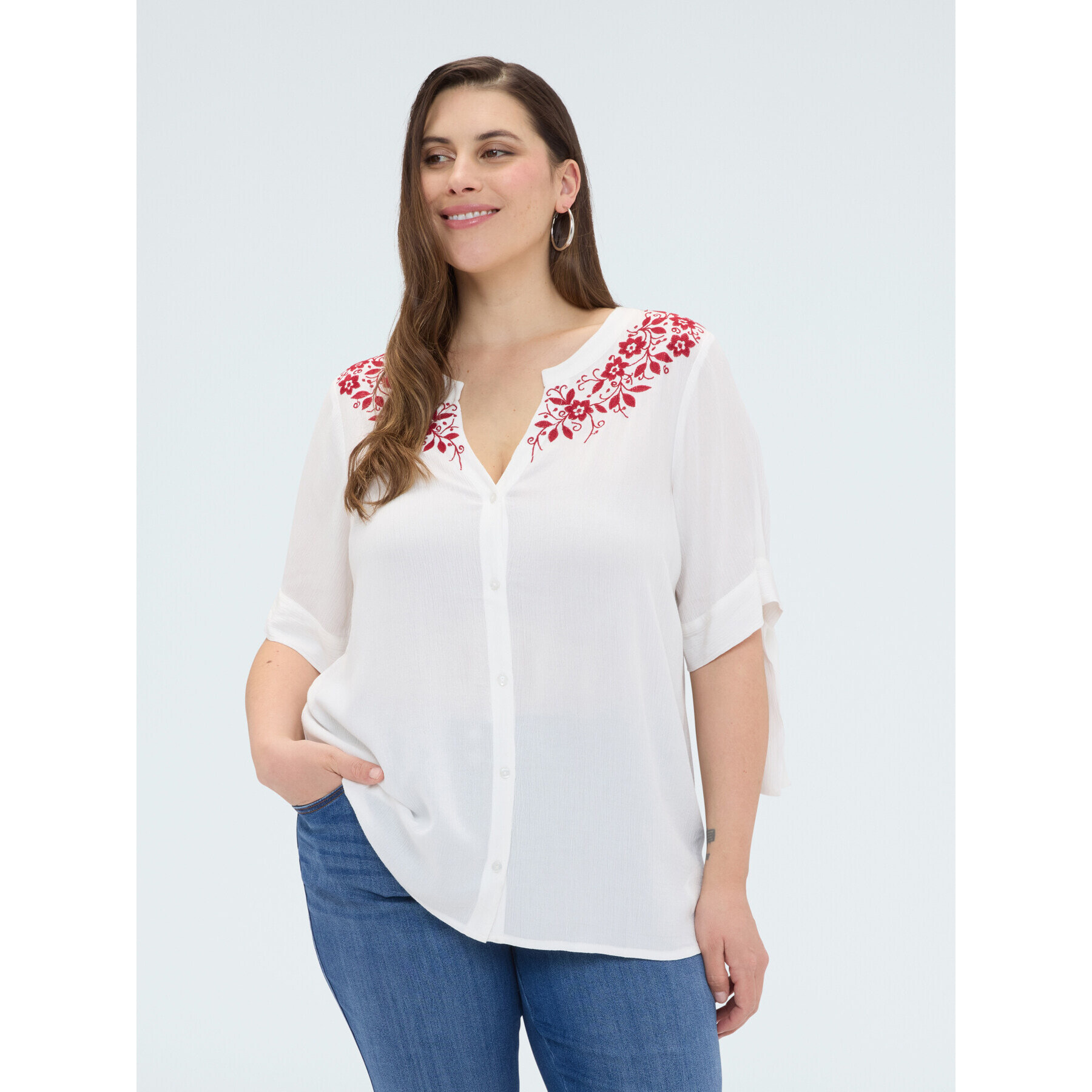 Fiorella Rubino - Blusa con bordados florales - Blanco